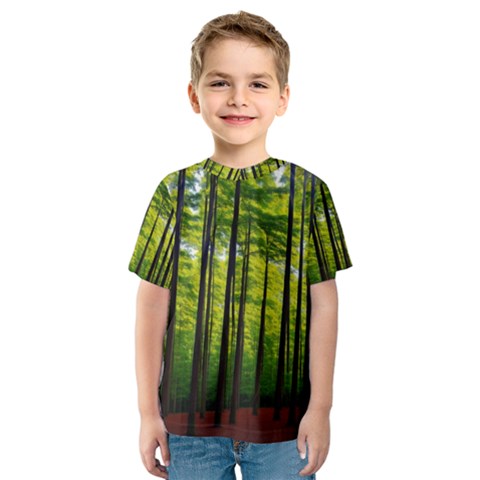 Green Forest Jungle Trees Nature Sunny Kids  Sport Mesh Tee by Ravend