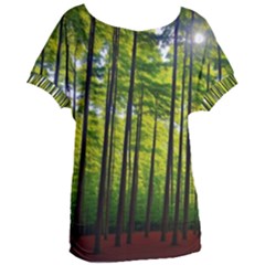 Green Forest Jungle Trees Nature Sunny Women s Oversized Tee by Ravend