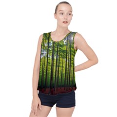 Green Forest Jungle Trees Nature Sunny Bubble Hem Chiffon Tank Top by Ravend