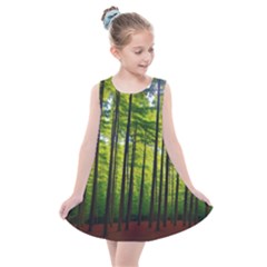 Green Forest Jungle Trees Nature Sunny Kids  Summer Dress by Ravend