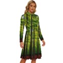 Green Forest Jungle Trees Nature Sunny Long Sleeve Shirt Collar A-Line Dress View3