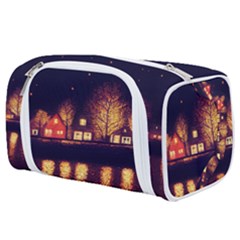 Night Houses River Bokeh Leaves Landscape Nature Toiletries Pouch by Ravend