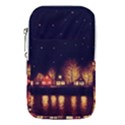 Night Houses River Bokeh Leaves Landscape Nature Waist Pouch (Small) View1