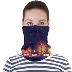 Night Houses River Bokeh Leaves Landscape Nature Face Seamless Bandana (adult) by Ravend