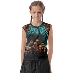 Mushroom Giant Explore 3d Kids  Raglan Cap Sleeve Tee by Ravend