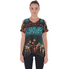 Mushroom Giant Explore 3d Cut Out Side Drop Tee by Ravend