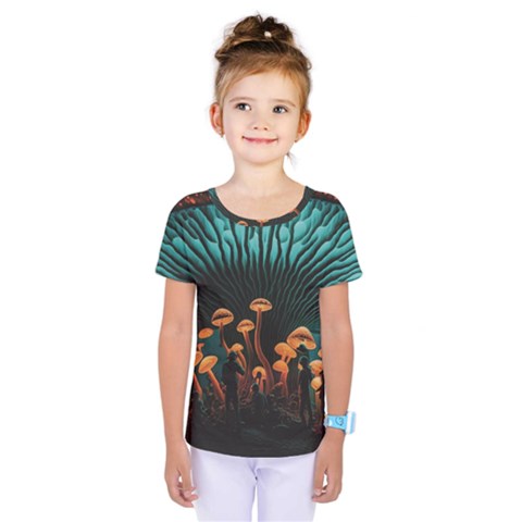 Mushroom Giant Explore 3d Kids  One Piece Tee by Ravend