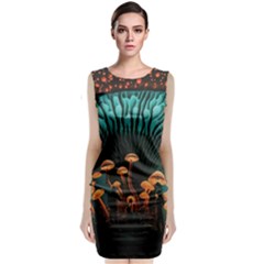 Mushroom Giant Explore 3d Sleeveless Velvet Midi Dress by Ravend