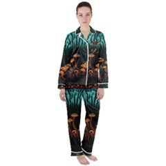 Mushroom Giant Explore 3d Women s Long Sleeve Satin Pajamas Set	 by Ravend