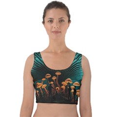 Mushroom Giant Explore 3d Velvet Crop Top by Ravend