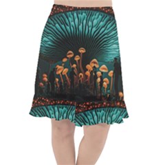 Mushroom Giant Explore 3d Fishtail Chiffon Skirt