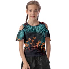 Mushroom Giant Explore 3d Kids  Butterfly Cutout Tee by Ravend