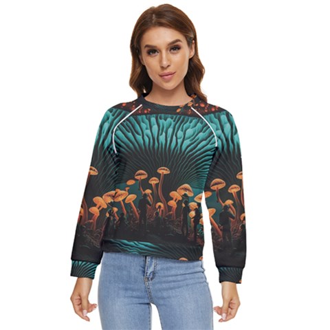 Mushroom Giant Explore 3d Women s Long Sleeve Raglan Tee by Ravend