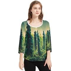 Ai Generated Soil Forest Crisis Nature Chiffon Quarter Sleeve Blouse by Ravend