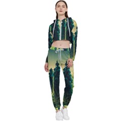 Ai Generated Soil Forest Crisis Nature Cropped Zip Up Lounge Set by Ravend