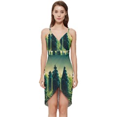 Ai Generated Soil Forest Crisis Nature Wrap Frill Dress by Ravend