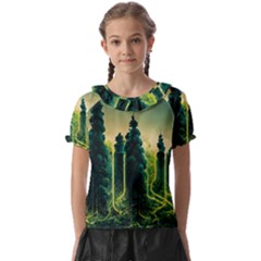 Ai Generated Soil Forest Crisis Nature Kids  Frill Chiffon Blouse by Ravend