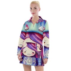 Liberty Cap Sacred Mushroom Charm Women s Long Sleeve Casual Dress by GardenOfOphir