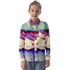 Liberty Cap Sacred Mushroom Charm Kids  Long Sleeve Shirt by GardenOfOphir