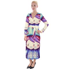 Liberty Cap Sacred Mushroom Charm Velvet Maxi Wrap Dress by GardenOfOphir