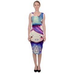 Liberty Cap Sacred Mushroom Charm Sleeveless Pencil Dress by GardenOfOphir