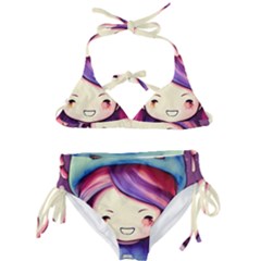 Liberty Cap Sacred Mushroom Charm Kids  Classic Bikini Set by GardenOfOphir