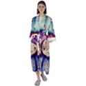 Liberty Cap Sacred Mushroom Charm Maxi Satin Kimono View1