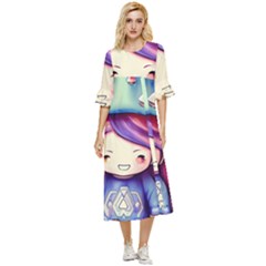 Liberty Cap Sacred Mushroom Charm Double Cuff Midi Dress by GardenOfOphir