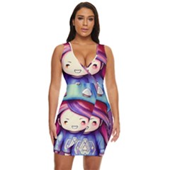 Liberty Cap Sacred Mushroom Charm Draped Bodycon Dress by GardenOfOphir