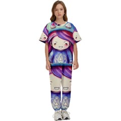 Liberty Cap Sacred Mushroom Charm Kids  Tee And Pants Sports Set by GardenOfOphir