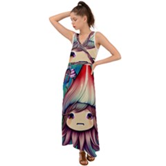 Enchantment Mushrooms V-neck Chiffon Maxi Dress by GardenOfOphir