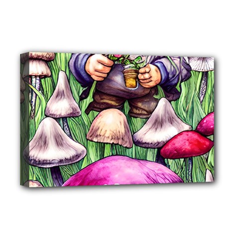 Sacred Mushroom Wizard Glamour Deluxe Canvas 18  X 12  (stretched) by GardenOfOphir