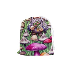 Sacred Mushroom Wizard Glamour Drawstring Pouch (medium) by GardenOfOphir