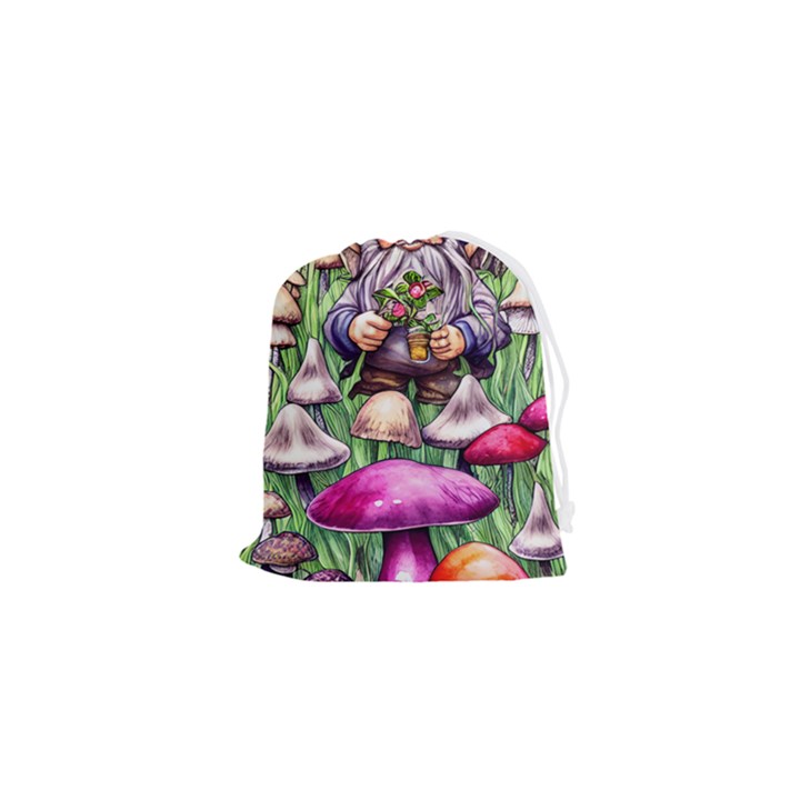 Sacred Mushroom Wizard Glamour Drawstring Pouch (XS)