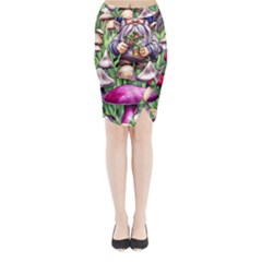 Sacred Mushroom Wizard Glamour Midi Wrap Pencil Skirt by GardenOfOphir