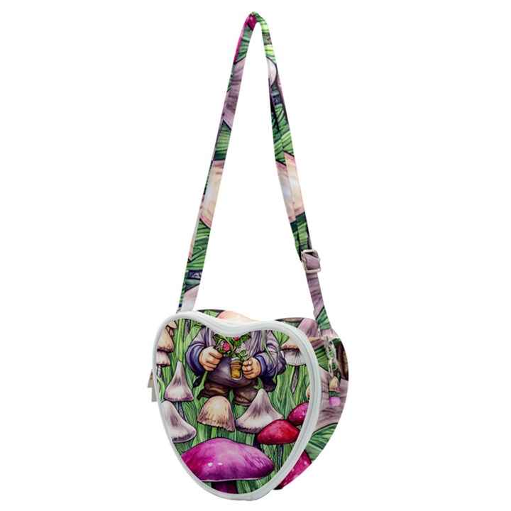 Sacred Mushroom Wizard Glamour Heart Shoulder Bag