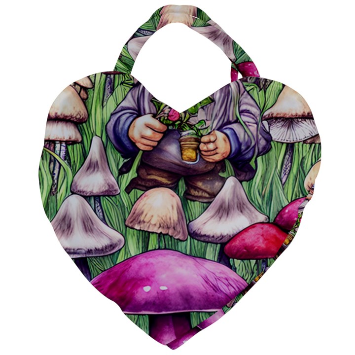 Sacred Mushroom Wizard Glamour Giant Heart Shaped Tote