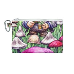 Sacred Mushroom Wizard Glamour Canvas Cosmetic Bag (medium) by GardenOfOphir