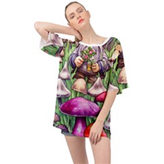 Sacred Mushroom Wizard Glamour Oversized Chiffon Top by GardenOfOphir