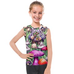 Sacred Mushroom Wizard Glamour Kids  Mesh Tank Top by GardenOfOphir