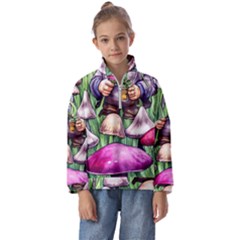 Sacred Mushroom Wizard Glamour Kids  Half Zip Hoodie by GardenOfOphir