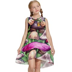 Sacred Mushroom Wizard Glamour Kids  Frill Swing Dress by GardenOfOphir