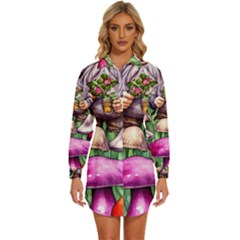 Sacred Mushroom Wizard Glamour Womens Long Sleeve Shirt Dress