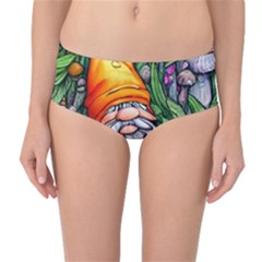 Magic Mushroom Charm Toadstool Glamour Mid-waist Bikini Bottoms by GardenOfOphir