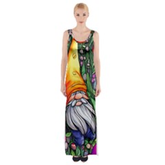 Magic Mushroom Charm Toadstool Glamour Thigh Split Maxi Dress by GardenOfOphir