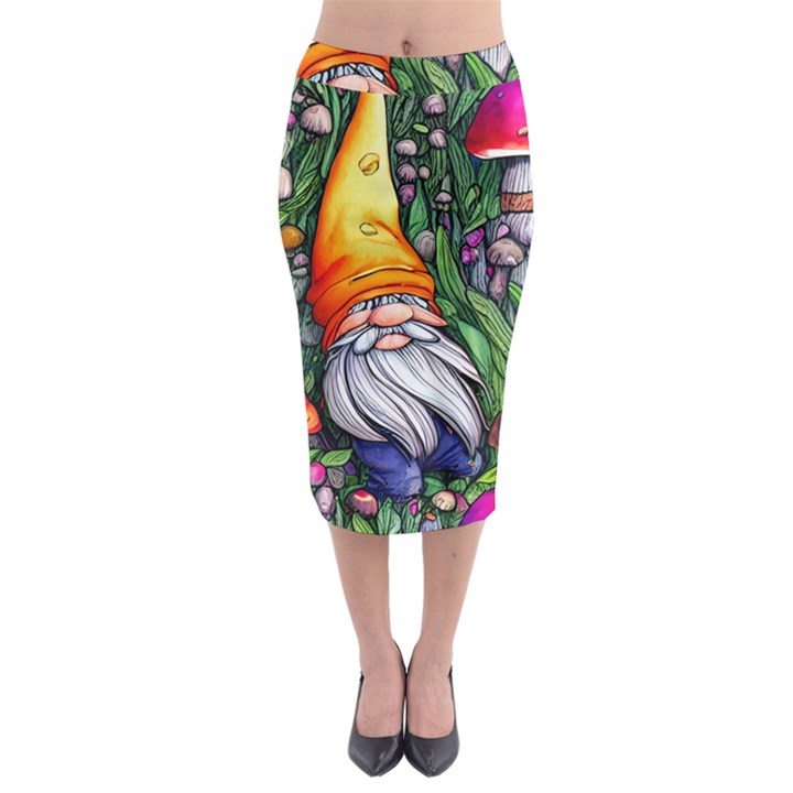 Magic Mushroom Charm Toadstool Glamour Midi Pencil Skirt