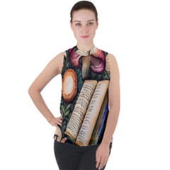 Conjure Mushroom Charm Spell Mojo Mock Neck Chiffon Sleeveless Top by GardenOfOphir