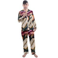 Conjure Mushroom Charm Spell Mojo Men s Long Sleeve Satin Pajamas Set by GardenOfOphir