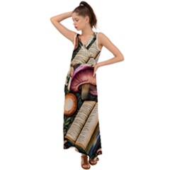 Conjure Mushroom Charm Spell Mojo V-neck Chiffon Maxi Dress by GardenOfOphir