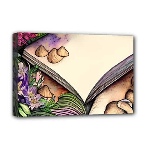 Enchantress Mushroom Charm Gill Wizard Deluxe Canvas 18  X 12  (stretched) by GardenOfOphir